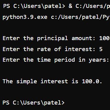 Python Program For Simple Interest Calculator Coding Connect