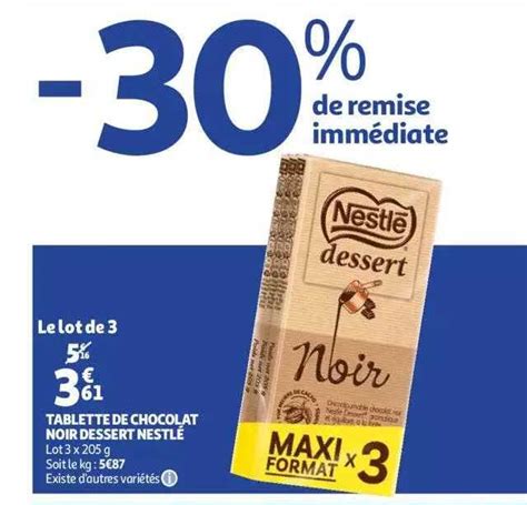 Promo Tablette De Chocolat Noir Dessert Nestl Chez Auchan Icatalogue Fr