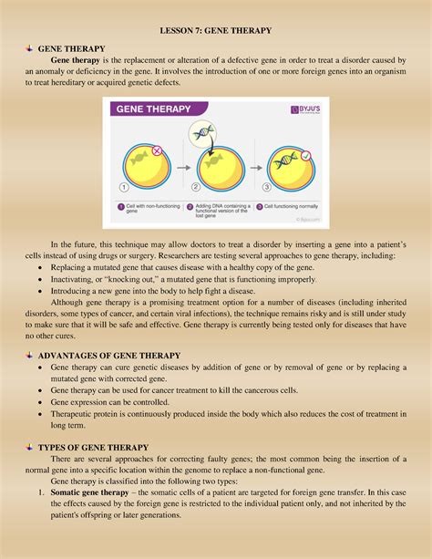 Science Technology And Society Lesson 711 Lesson 7 Gene Therapy