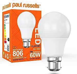 Paul Russells Bayonet Lightbulb W B Fitting Led Bulbs Warm White