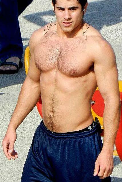 Shirtless Male Athletic Beefcake Muscular Hunk Hairy Chest Beard Photo