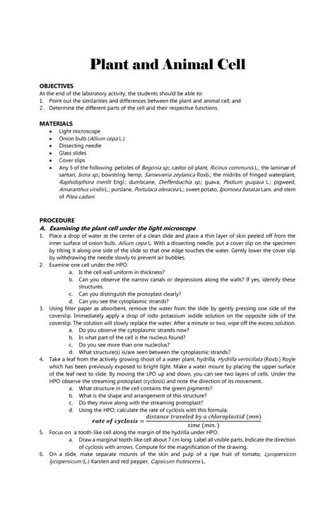 Solution 28 Plant And Animal Cell Lab Questions And Answers Studypool