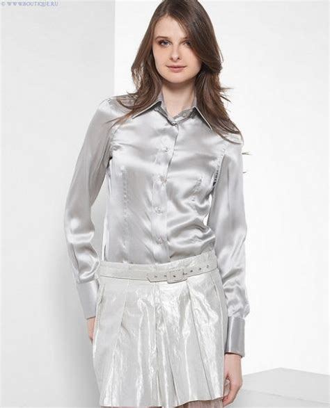 Silver Satin Blouse Beautiful Blouses Satin Clothes Satin Blouses