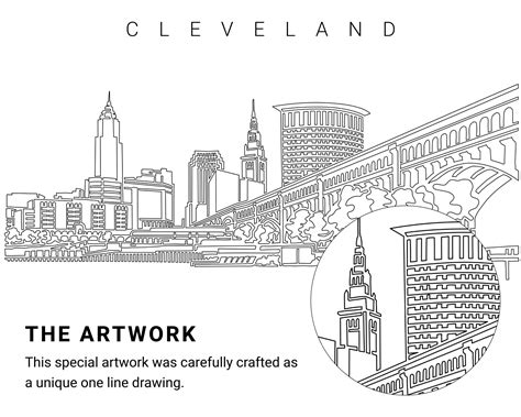 Printable Cleveland Skyline Svg Wall Art Cleveland Art Print Etsy