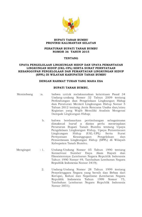 PDF BUPATI TANAH BUMBU PROVINSI KALIMANTAN Lingkungan Hidup