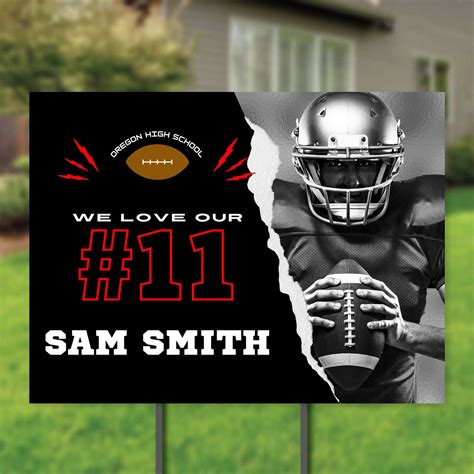 Football Yard Sign Template Personalized Outdoor High School College