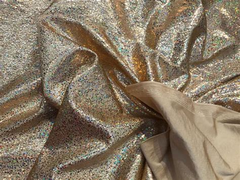 Gold Holographic Mist Dots On Stretch Nylon Spandex Fabric By Etsy