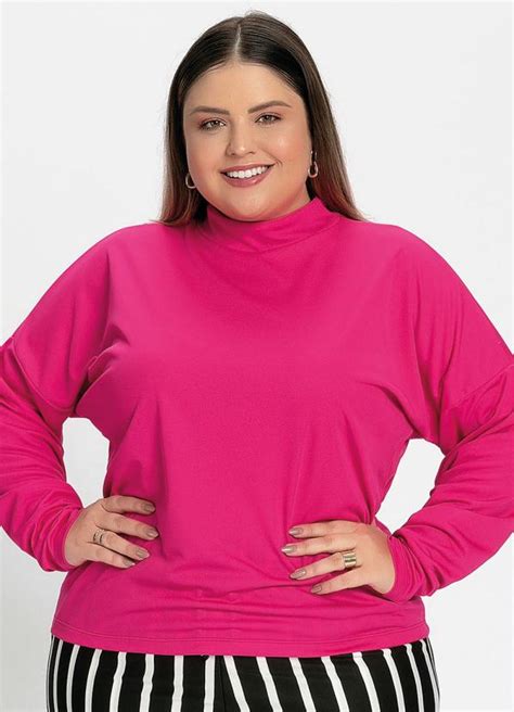 Blusa Gola Alta Pink Plus Size Marguerite