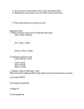 Equilibrium Reaction Rates Lab Experiment Le Chatlier Equilibrium