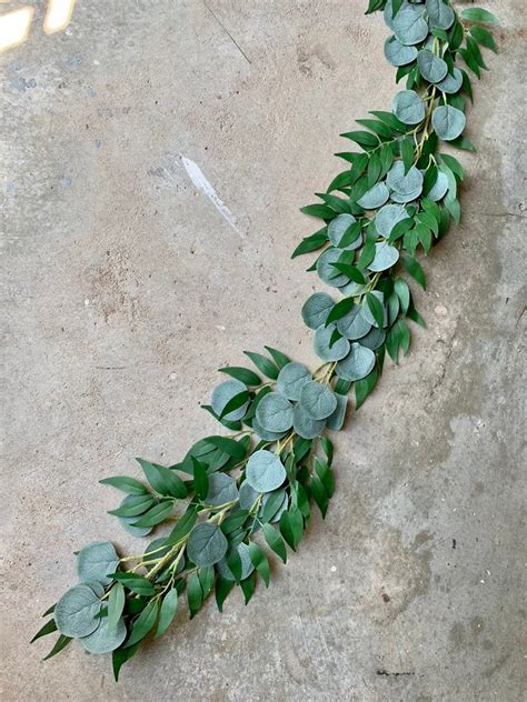 Greenery Wedding Garland Silver Dollar With Willow Ft Etsy