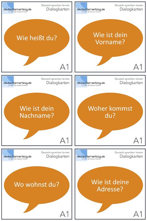 Dialogkarten A Fragen Antworten Du Version Deutsch Sprechen