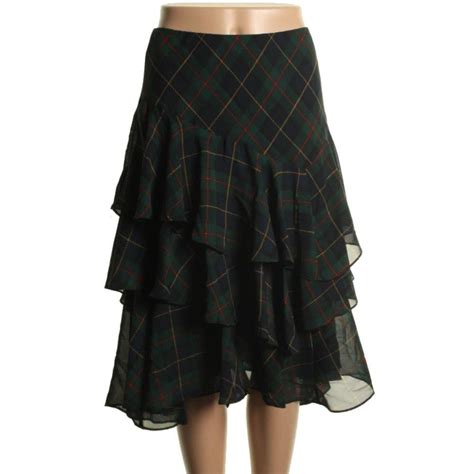 Lauren Ralph Lauren Womens Chiffon Plaid Tiered Skirt Tiered Skirts