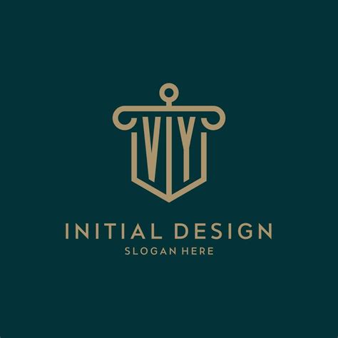 Vy Monogram Initial Logo Design With Shield And Pillar Shape Style