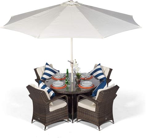 Goods Emporium 4 Seater Rattan Garden Dining Set 5 Piece Indoor