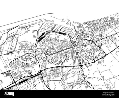 Carte routière de la ville de Dunkerque en France sur fond blanc Photo