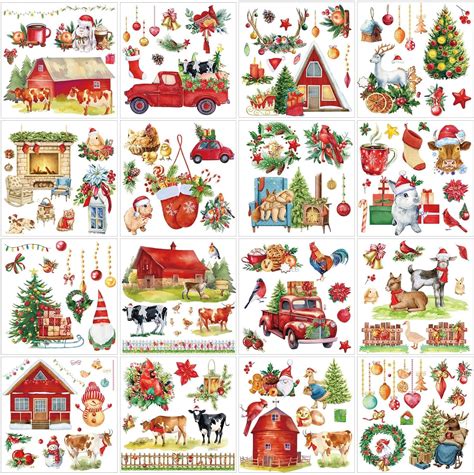 Amazon 16 Sheets Christmas Rub On Transfers For Crafts And