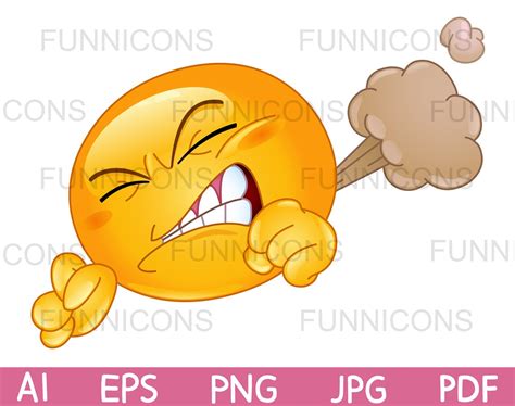 Clipart Funny Cartoon Of A Farting Emoji Emoticon Ai Eps Png Etsy