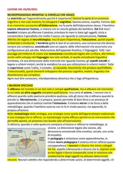 Neuro Appunti Presi A Lezione Lezione Del Neuropedagogia