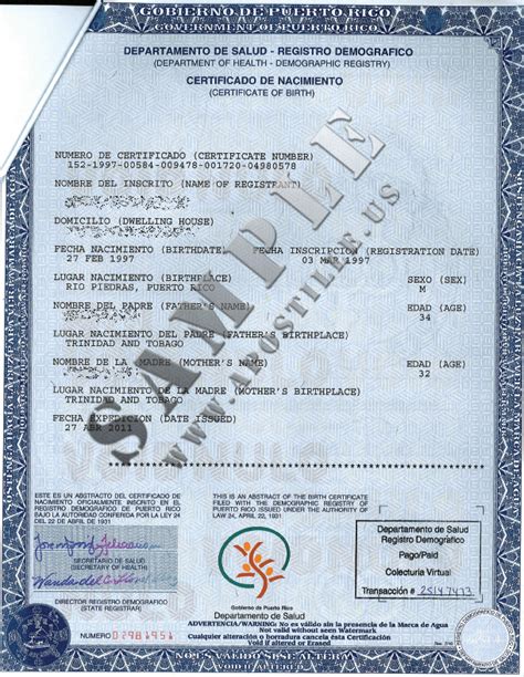 Puerto Rico Marriage Certificate