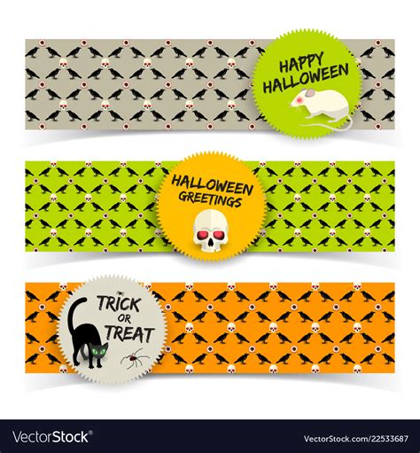 Halloween Greeting Horizontal Banners Royalty Free Vector