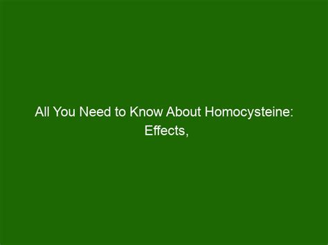 All You Need To Know About Homocysteine Effects Causes And