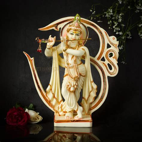 Multicolor Polished Resin Hand Painted Lord Krishna Statue For Home At