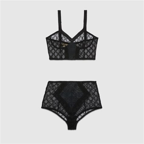 Gg Embroidered Tulle Lingerie Set In Black Gucci Nl