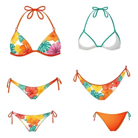 Set vectoriel de bikini à fond blanc isolé d une haute qualité Vecteur Premium généré à base dIA