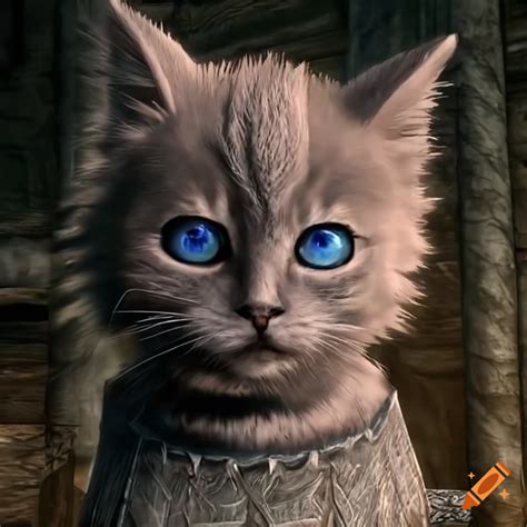 Gray Kitten Khajiit In Skyrim On Craiyon