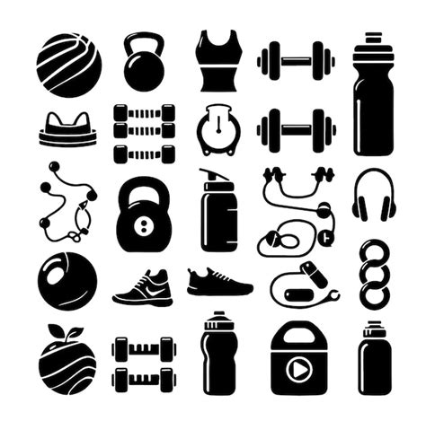 Icono De Elemento De Fitness Conjunto De Entrenamiento O Equipo De