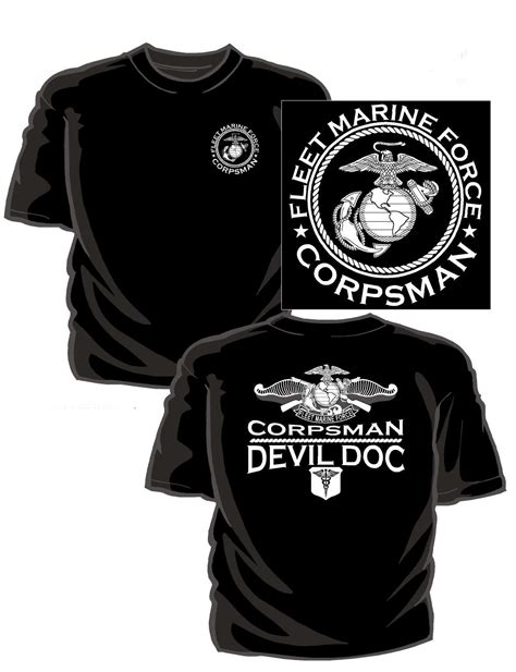 Fleet Marine Force Corpsman T Shirt Black US Navy T Shirts