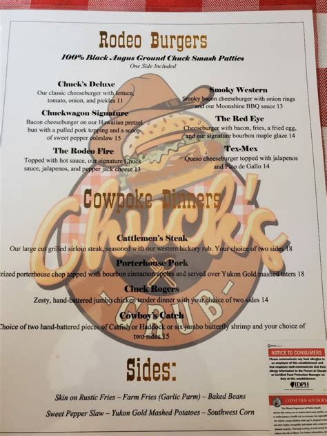 Menu At Chuck Wagon Saloon Pub And Bar Sterling