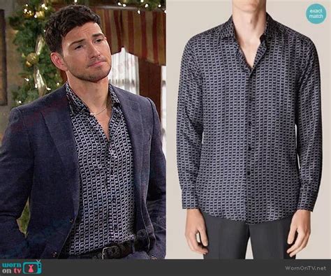 WornOnTV Alexs Navy Geometric Print Shirt On Days Of Our Lives