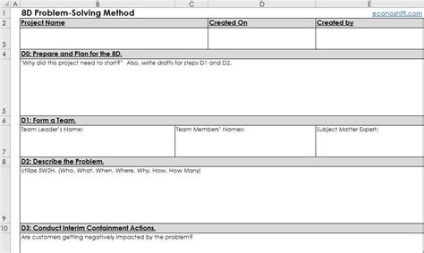 Free 8d Problem Solving Template - Printable Templates