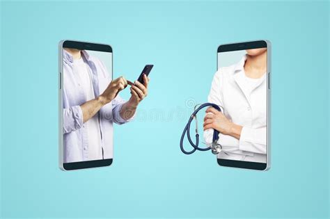 Online Doctor Online Consultation And Telemedicine Concept With Two