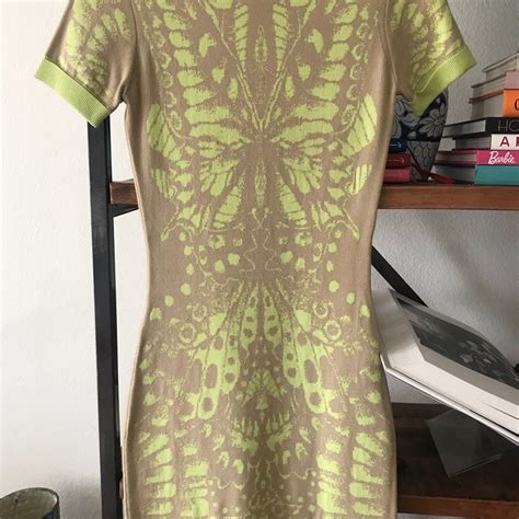 Mcq Butterfly Jacquard Dress In Yellow Nude Gem