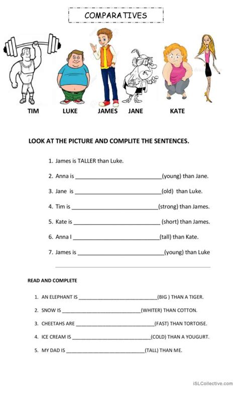 Easy Comparative English Esl Worksheets Pdf And Doc