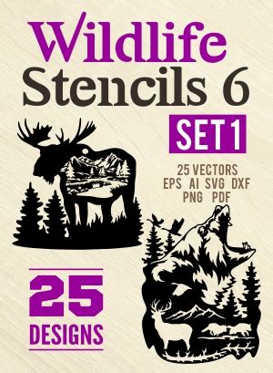 Wildlife Stencils Set6 - Extreme Vector Clipart for Professional Use ...