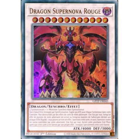 Carte YU GI OH GFTP FR045 Dragon Supernova Rouge Ultra Rare NEUF FR