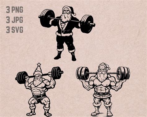 Bodybuilder Santa Claus Svg Designs, Gym Logo Vector, Christmas Fitness ...