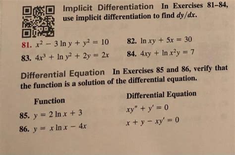 Solved Implicit Differentiation In Exercises 81 84 Use