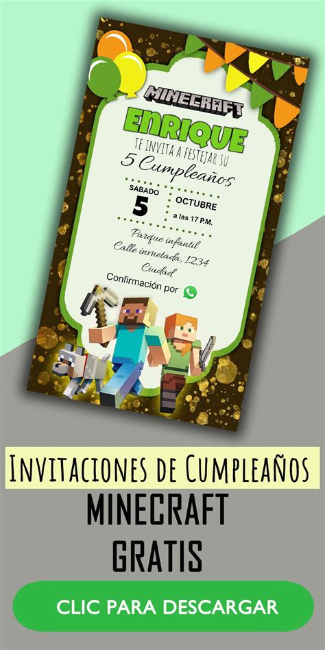 6 Lindas plantillas de invitación Minecraft de Cumpleaños Gratis para