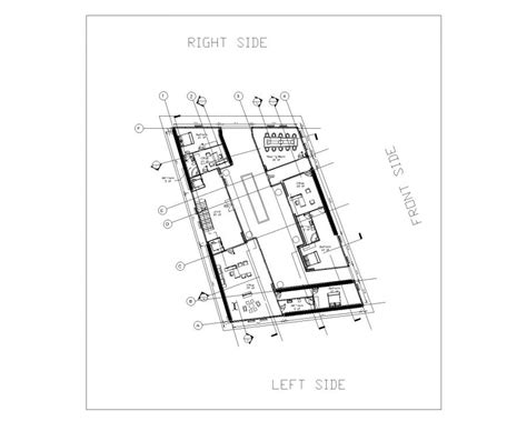 Irregular Shape Multistoried House Design Layout Plan Dwg 1