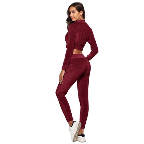 Custom Full Zipper Tracksuit Womens Pink Jogging Suit Velour Women Tracksuit Set Buy Women