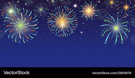 Festive banner with bright colorful firework Vector Image