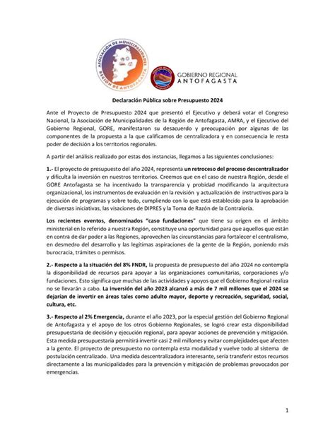 Asociaci N De Municipalidades De La Regi N De Antofagasta Declaraci N