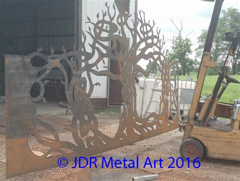 Artistic Driveway Gates With Tree Cutout By Jdr Metals Custom