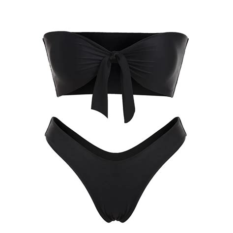 Zaful Bow Tied Bandeau Bikini Strapless Bikini Swimwear Women Swimsuit