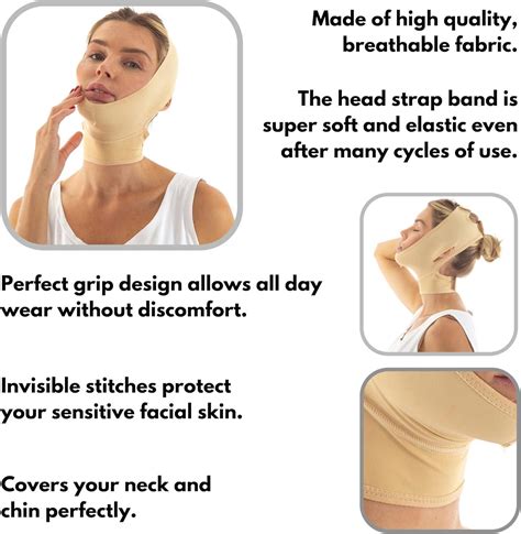 Post Surgery Neck And Chin Compression Garment Bandage Face Slimmer And Jowl Tightening Wrap