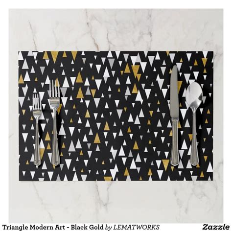 Triangle Modern Art Black Gold Paper Placemat Placemats Gold Paper